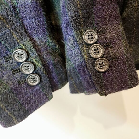 Liz Claiborne Vintage Green Tartan Plaid Dark Academia Blazer Size Small - Picture 9 of 10